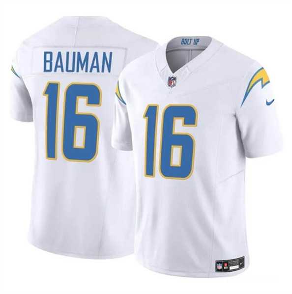 Men & Women & Youth Los Angeles Chargers #16 Casey Bauman White 2024 F.U.S.E. Vapor Limited Stitched Jersey